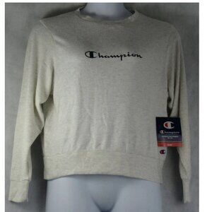 Champion Women's Hacci Knit Rayon Long-Sleeve Pajama Top, Oatmeal Beige, Medium